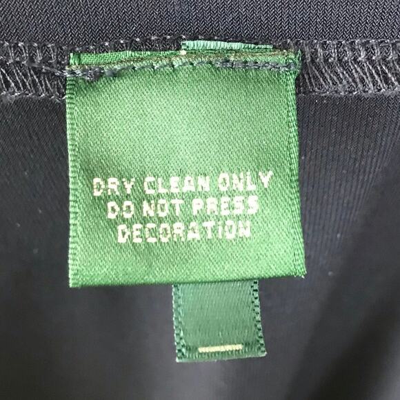 Lauren Ralph Lauren Evening Dress Maxi Navy Beaded Shoulders V-Neck Drape Sz 12 - Picture 12 of 12